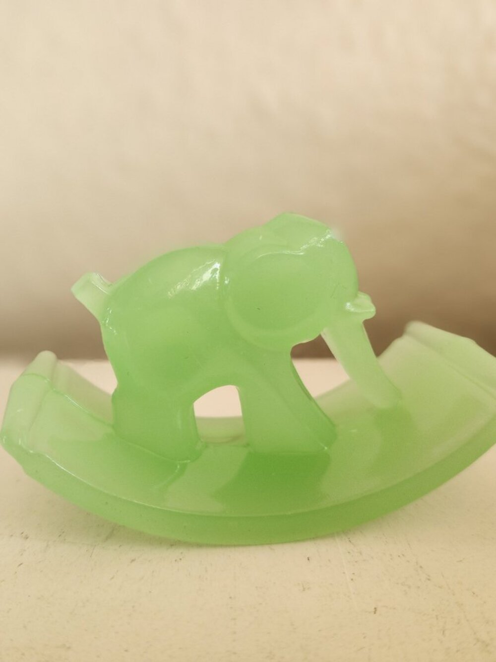 Depression Era Jadeite Jadite Glass Rocking Elephant Green Glass Ink Blotter